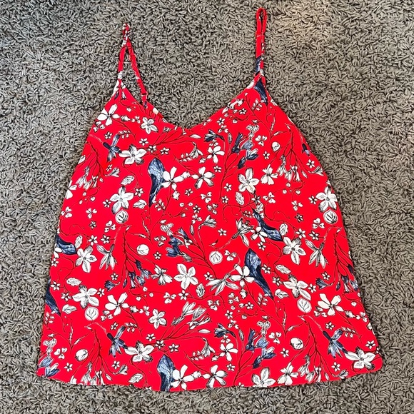 Atmosphere Red Floral Bird Print Tank Top - Picture 2 of 3